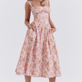 Tatiana Pink Print Midi Sundress - Image 11