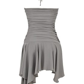 Valeria Smoke Gathered Asymmetric Dress - Image 4