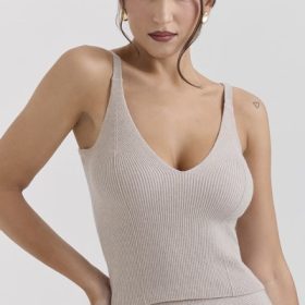 Leigh Biscuit Wool Cashmere Camisole Top - Image 5