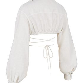 Iris Off White Wrap Around Cropped Shirt - Image 3