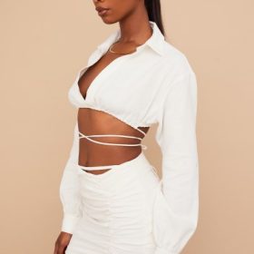 Iris Off White Wrap Around Cropped Shirt - Image 11