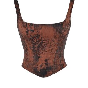 Rafa Antique Copper Satin Longline Corset - Image 2
