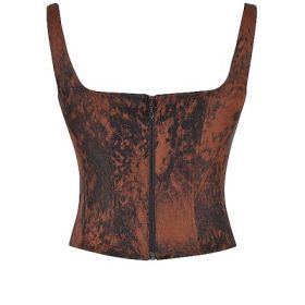 Rafa Antique Copper Satin Longline Corset - Image 4