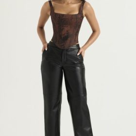 Rafa Antique Copper Satin Longline Corset - Image 7
