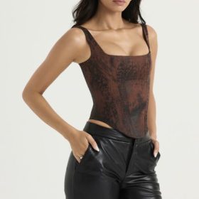 Rafa Antique Copper Satin Longline Corset - Image 10
