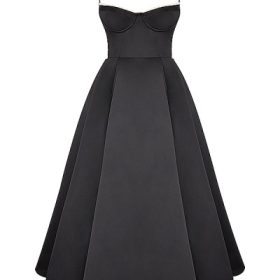 Mademoiselle Black Tulle Midi Dress - Image 2