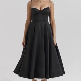 Mademoiselle Black Tulle Midi Dress - Image 7