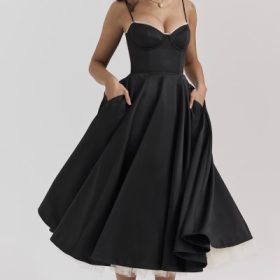 Mademoiselle Black Tulle Midi Dress - Image 8