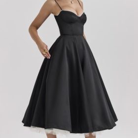 Mademoiselle Black Tulle Midi Dress - Image 10