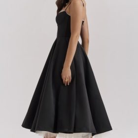 Mademoiselle Black Tulle Midi Dress - Image 11