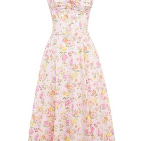 Rosalee Pink Meadow Print Cotton Bustier Sundress - Image 2