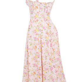 Rosalee Pink Meadow Print Cotton Bustier Sundress - Image 3
