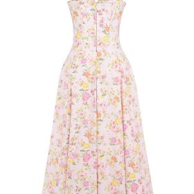 Rosalee Pink Meadow Print Cotton Bustier Sundress - Image 4