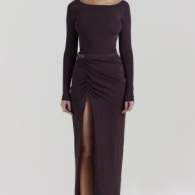 Lilas Espresso Knit Midi Skirt - Image 7