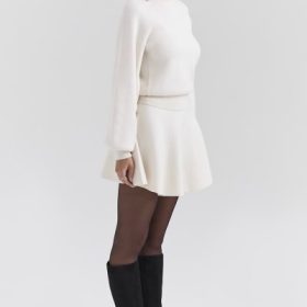 Rosina Cream Wool Cashmere Flounce Mini Skirt - Image 8