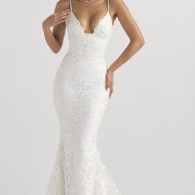 Solene White Lace Bridal Gown - Image 7