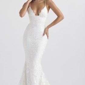 Solene White Lace Bridal Gown - Image 8