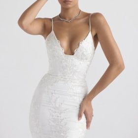 Solene White Lace Bridal Gown - Image 10