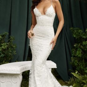Solene White Lace Bridal Gown - Image 18