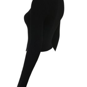 Sylvia Black Ribbed Knit Cardigan - Image 3