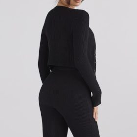 Sylvia Black Ribbed Knit Cardigan - Image 13