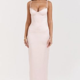 Stefania Soft Peach Corset Maxi Dress - Image 5