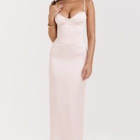 Stefania Soft Peach Corset Maxi Dress - Image 7