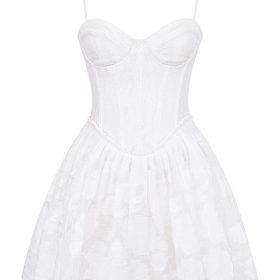 Nerissa White Jacquard Corset Mini Dress - Image 2