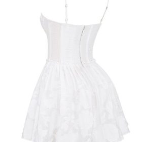 Nerissa White Jacquard Corset Mini Dress - Image 3