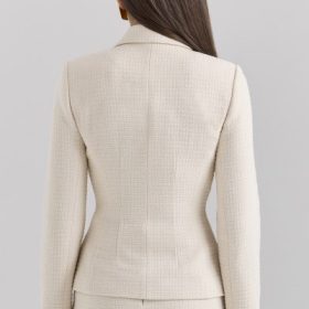 Misha Cream Boucle Button Front Blazer
