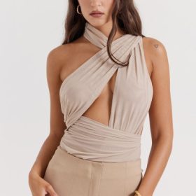 Cheyanne Ecru Gathered Bodysuit - Image 5