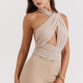 Cheyanne Ecru Gathered Bodysuit - Image 10