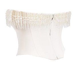 Aubrie Vintage Cream Embellished Satin Corset - Image 3