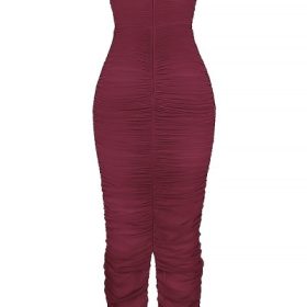 Sapphire Wine Gathered Maxi Dress - Image 4