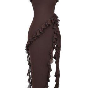 Ariela Espresso Ruffle Maxi Dress - Image 2