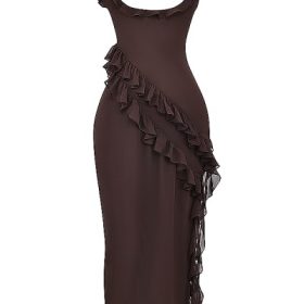 Ariela Espresso Ruffle Maxi Dress - Image 4