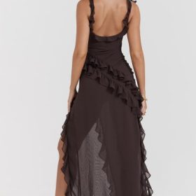 Ariela Espresso Ruffle Maxi Dress - Image 14