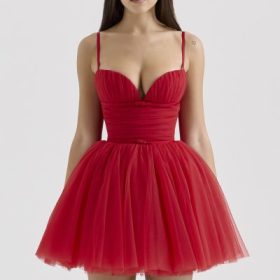 Princess Holly Red Tulle Mini Dress - Image 5