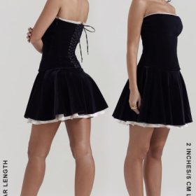 Marilla Black Velvet Strapless Dress