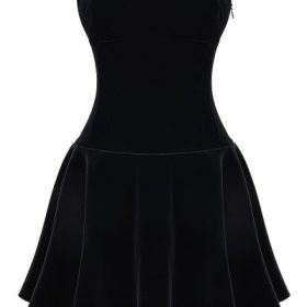 Marilla Black Velvet Strapless Dress - Image 2