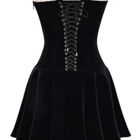 Marilla Black Velvet Strapless Dress - Image 4