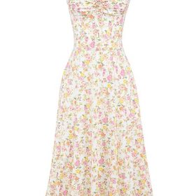 Rosalee Ivory Meadow Print Cotton Bustier Sundress - Image 2