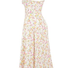 Rosalee Ivory Meadow Print Cotton Bustier Sundress - Image 3