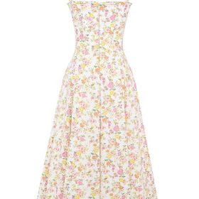 Rosalee Ivory Meadow Print Cotton Bustier Sundress - Image 4