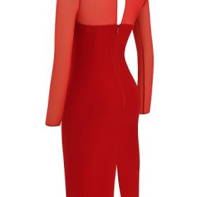 Darcy Scarlet Plunge Midi Dress - Image 3