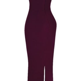 Lucia Grape Strapless Corset Maxi Dress - Image 3