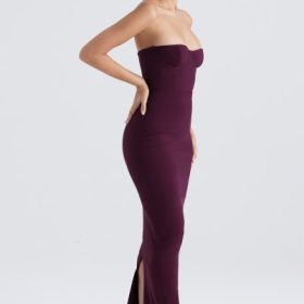 Lucia Grape Strapless Corset Maxi Dress - Image 8