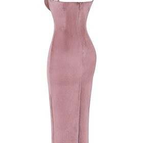 Azalea Soft Pink Velvet Midi Dress - Image 3