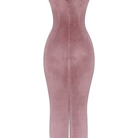 Azalea Soft Pink Velvet Midi Dress - Image 4