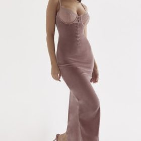 Azalea Soft Pink Velvet Midi Dress - Image 11